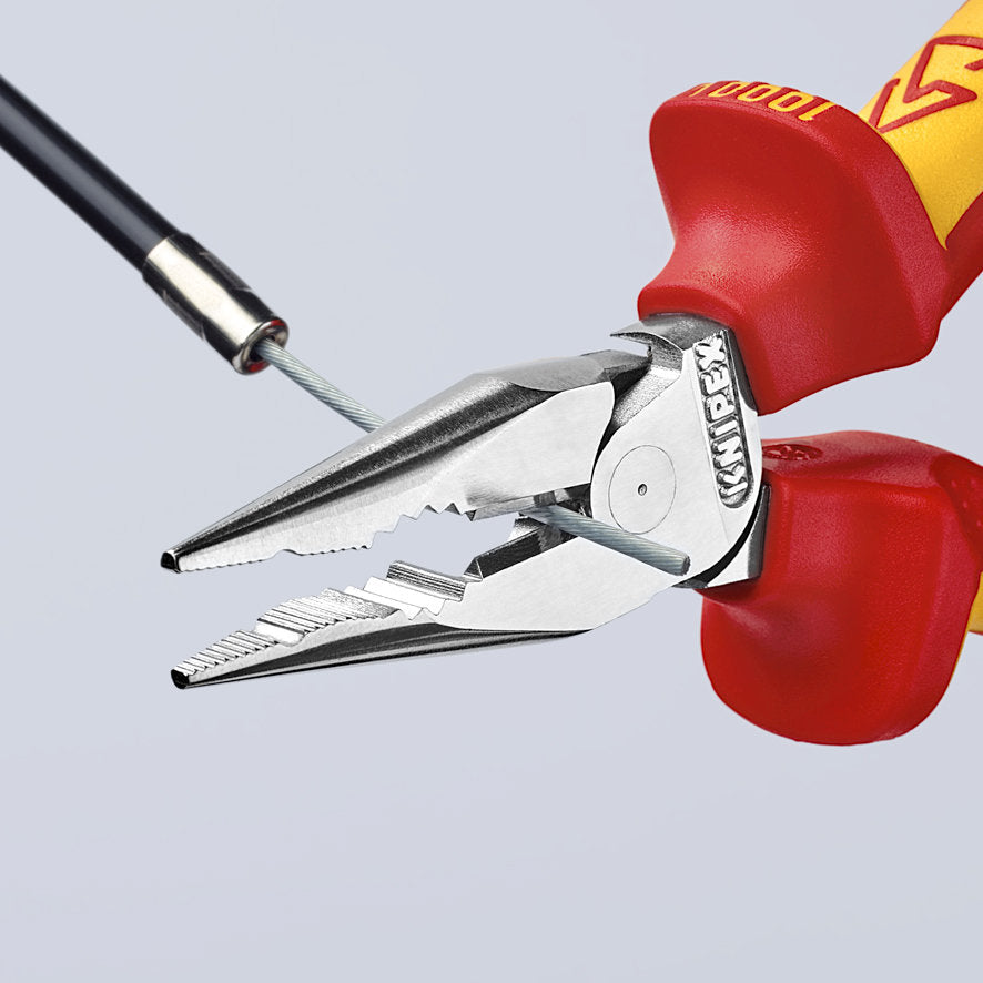 KNIPEX 08 26 145 Pinza aislada universal de punta fina con mangos ergonómicos 1000V cromada 145 mm (5.75″)