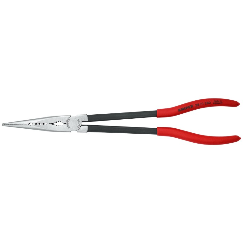 KNIPEX 28 71 280 Pinza de punta larga recta extra larga con perfiles transversales con mangos de plástico pavonada 280 mm (11″)