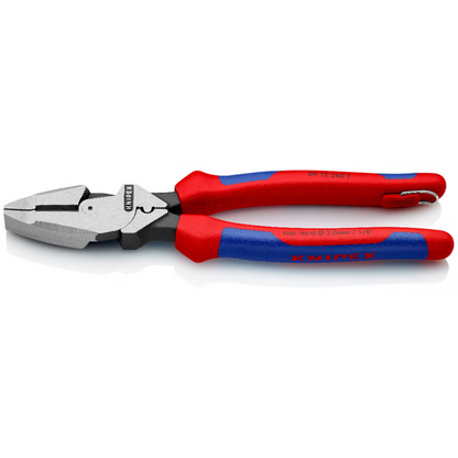 KNIPEX 09 12 240 T Pinza de electricista modelo americano con mangos ergonómicos con protección anticaídas pavonada 240 mm (9.5″)