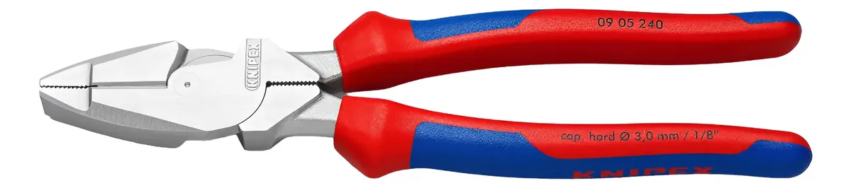 KNIPEX 09 05 240 Pinza de electricista modelo americano con mangos ergonómicos cromada 240 mm (9.5″)