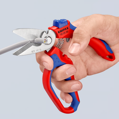 KNIPEX 95 05 20 SB Tijeras de electricista acodadas con mangos en dos componentes, reforzadas con fibra de vidrio pulido espejo 160 mm