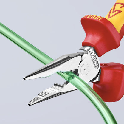KNIPEX 08 26 145 SB Pinza aislada universal de punta fina con mangos ergonómicos 1000V cromada 145 mm (5.75″)