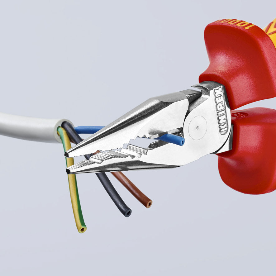 KNIPEX 08 26 145 SB Pinza aislada universal de punta fina con mangos ergonómicos 1000V cromada 145 mm (5.75″)