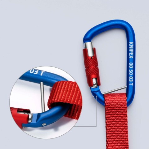 KNIPEX 00 50 13 T BK Cordón de seguridad con mosquetón fijado 186 mm (7.25″)