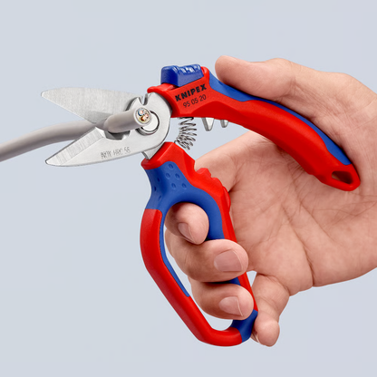 KNIPEX 95 05 20 SB Tijeras de electricista acodadas con mangos en dos componentes, reforzadas con fibra de vidrio pulido espejo 160 mm