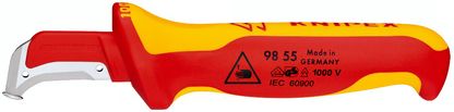KNIPEX 98 55 SB Cuchillo pelacables de gancho forma de hoz con guia aislado con mango ergonómico 1000V 180 mm (7'')