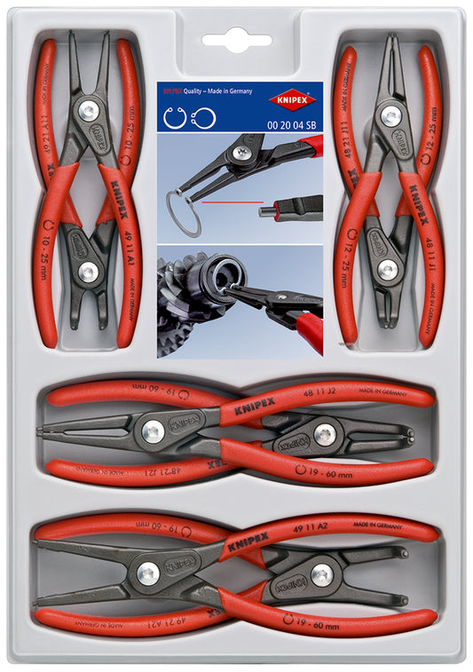 KNIPEX 00 20 04 SB Juego de Pinzas de precisión para anillos de retención