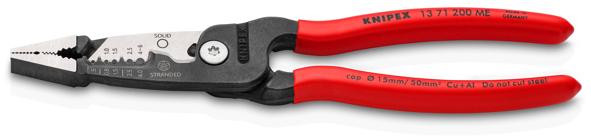 KNIPEX 13 71 200 ME Pelacables versión métrica recubiertos de plástico negro atramentizado de 200 mm 