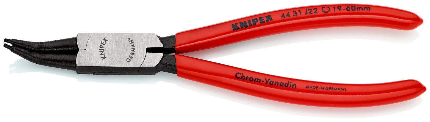 KNIPEX 44 31 J22 Pinza para anillos de retención interiores en taladros en ángulo de 45ø recubierto de plástico acabado pavonado 180 mm