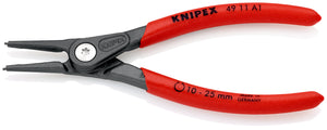 KNIPEX 49 11 A1 SB Pinza de precisión para anillos de retención exteriores de ejes recubiertos de plástico antideslizante acabado pavonado 140 mm