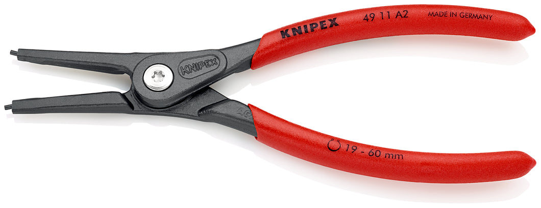 KNIPEX 49 11 A2 SB Pinza de precisión para anillos de retención exteriores de ejes recubiertos de plástico antideslizante acabado pavonado 180 mm