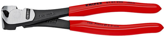 KNIPEX 67 01 140 SB Pinzas para cortar frontalmente extra fuerte recubierto de plástico acabado pavonado 140 mm