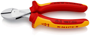 KNIPEX 73 06 160 SB X-Cut© Pinzas de corte diagonal compactas gran efecto palanca aislados con fundas en dos componentes, según norma VDE 160 mm
