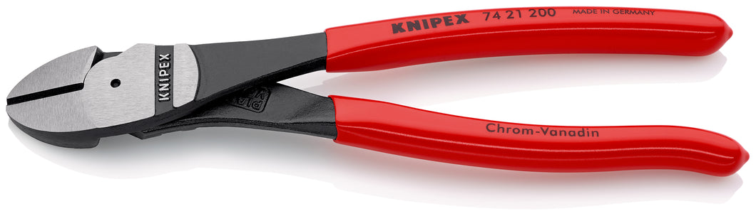 KNIPEX 74 21 200 SB Pinzas de corte diagonal tipo extra fuerte recubierto de plástico acabado pavonado 200 mm