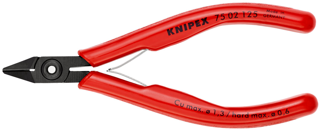 KNIPEX 75 02 125 SB Pinza de corte diagonal para electrónica Con fundas de plástico bruñido 125 mm