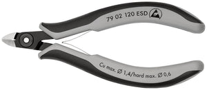 KNIPEX 79 02 120 ESD Pinzas de precisión de corte diagonal para electrónica ESD Con fundas en dos componentes bruñido 120 mm