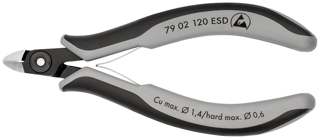 KNIPEX 79 02 120 ESD Pinzas de precisión de corte diagonal para electrónica ESD Con fundas en dos componentes bruñido 120 mm