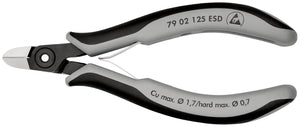 KNIPEX 79 02 125 ESD Pinzas de precisión de corte diagonal para electrónica ESD Con fundas en dos componentes bruñido 125 mm