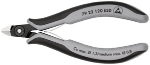 KNIPEX 79 22 120 ESD Pinzas de precisión de corte diagonal para electrónica ESD con mangos en dos componentes bruñido 120 mm