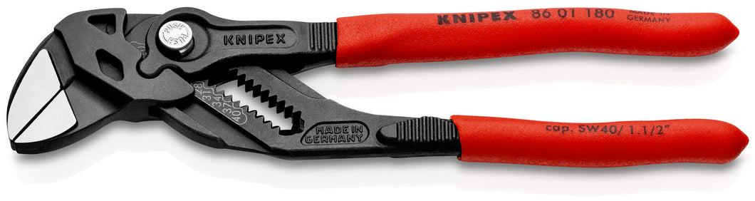 KNIPEX 86 01 180 SB Tenaza llave Pinza y llave en una sola herramienta recubierto de plástico acabado pavonado 180 mm