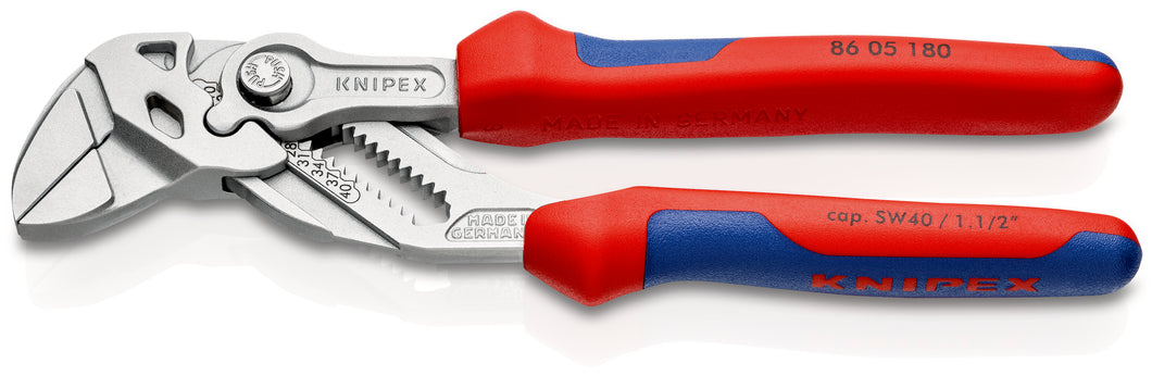 KNIPEX 86 05 180 SB Tenaza llave Pinza y llave en una sola herramienta Con fundas en dos componentes cromado 180 mm