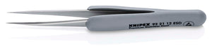 KNIPEX 92 21 12 ESD Pinzas de Precisión con mangos de goma ESD de 112 mm 