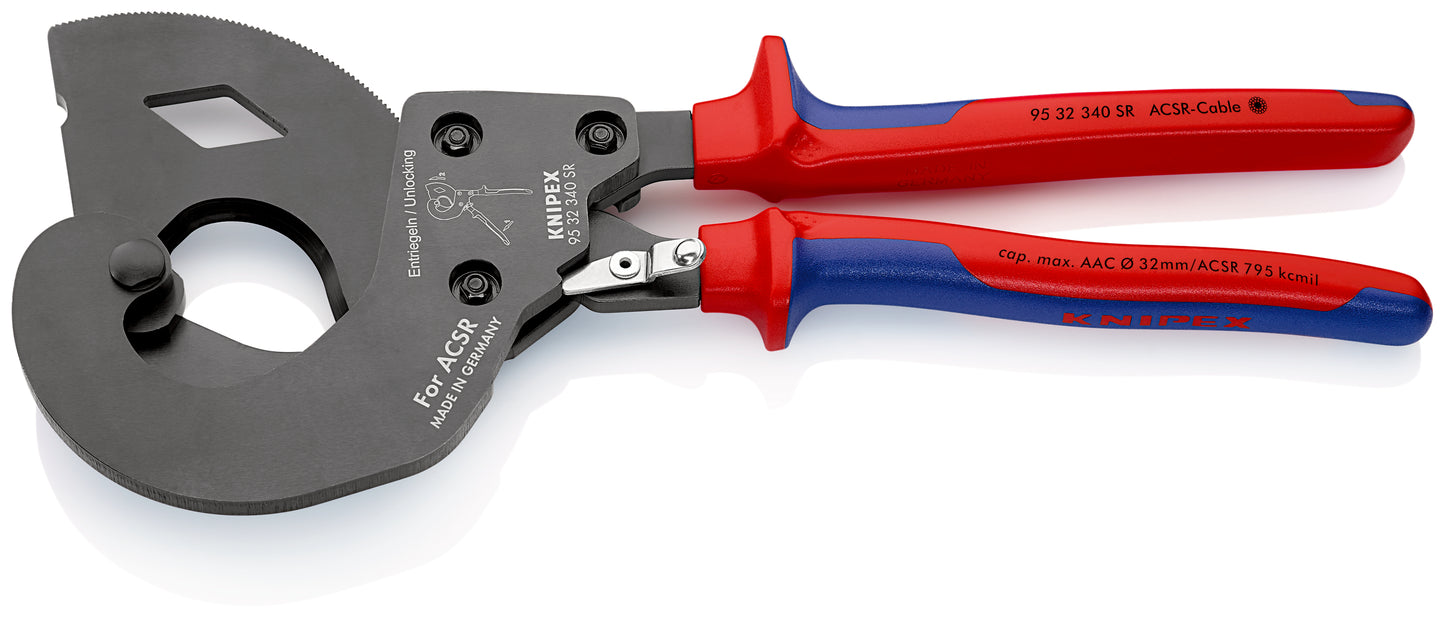 KNIPEX 95 32 340 SR ACSR Pinzas de corte de líneas aéreas (tipo matraca) Para conductor de aluminio con núcleo de acero 340 mm