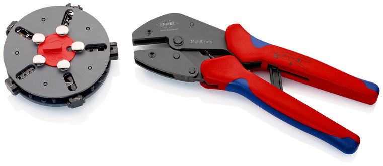 KNIPEX 97 33 02 MultiCrimp© Pinza para ponchar con porta-mordazas Con fundas en dos componentes bruñido 250 mm