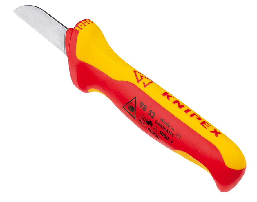 KNIPEX 98 52 SB Cuchillo recto para cable mango aislante en dos componentes, según norma VDE 190 mm