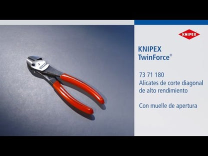 KNIPEX 73 71 180 TwinForce© Pinza de corte diagonal de alto rendimiento recubierto de plástico acabado pavonado 180 mm