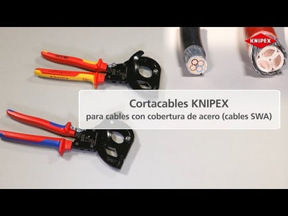 KNIPEX 95 32 315 A Cortacables (tipo matraca) Para cables con cobertura de acero (cable SWA) Con fundas en dos componentes Negro, lacado 315 mm