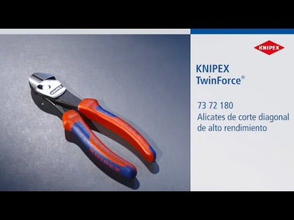 KNIPEX 73 72 180 TwinForce© Pinza de corte diagonal de alto rendimiento Con fundas en dos componentes acabado pavonado 180 mm