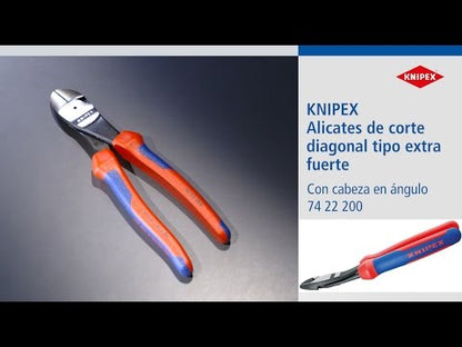 KNIPEX 74 22 200 Pinzas de corte diagonal tipo extra fuerte Con fundas en dos componentes acabado pavonado 200 mm